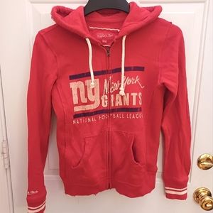 Mitchell & Ness NY Giants NFL Football Team Hooded Jacket Women's Sz Small Red